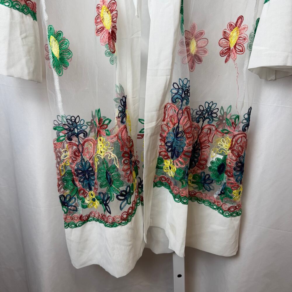 NWT ASHA Sheer Embroidered Floral Kimono Cardigan One Size Lightweight Duster - Picture 8 of 9